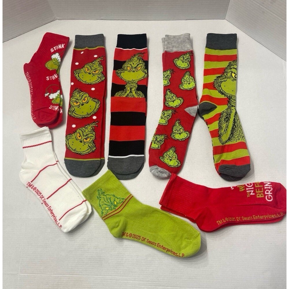 Grinch Socks Men’s 8 Pair New Without Tags
